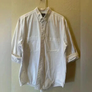 Cambridge men’s White Classics by Mervyns button-down shirt large %100 cotton
